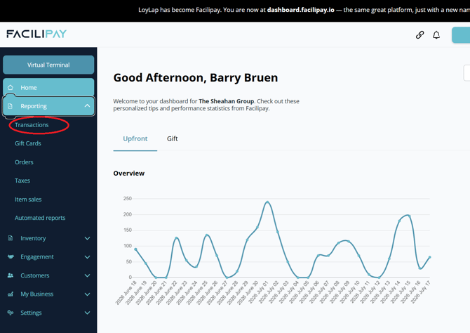 Dashboard Transactions