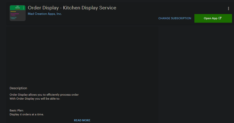App in Clover Dashboard